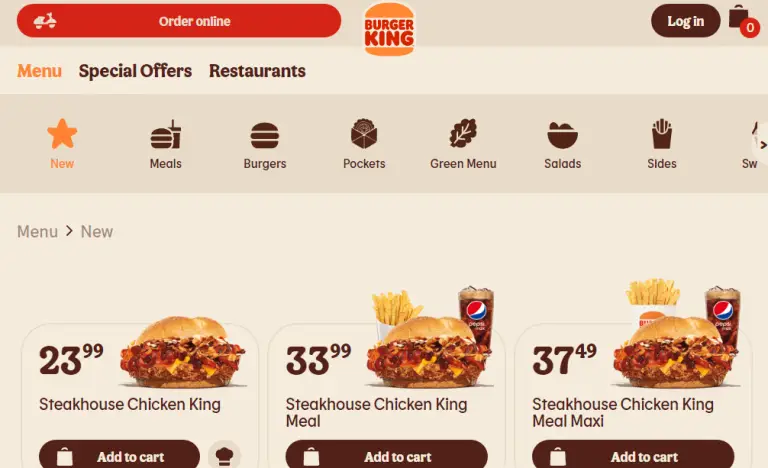 Burger King Ceny w Menu (Poland)