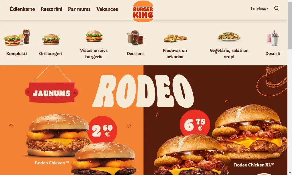 Burger King Izvēlnes Cenas (Latvia)