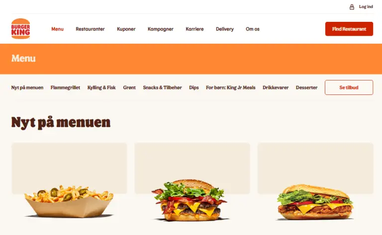 Burger King Menu Priser (Denmark)