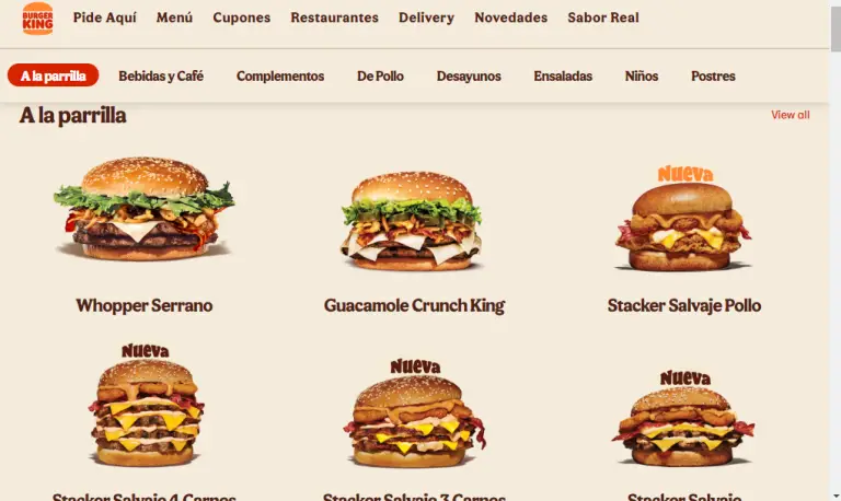 Burger King Precios del Menú (Mexico)